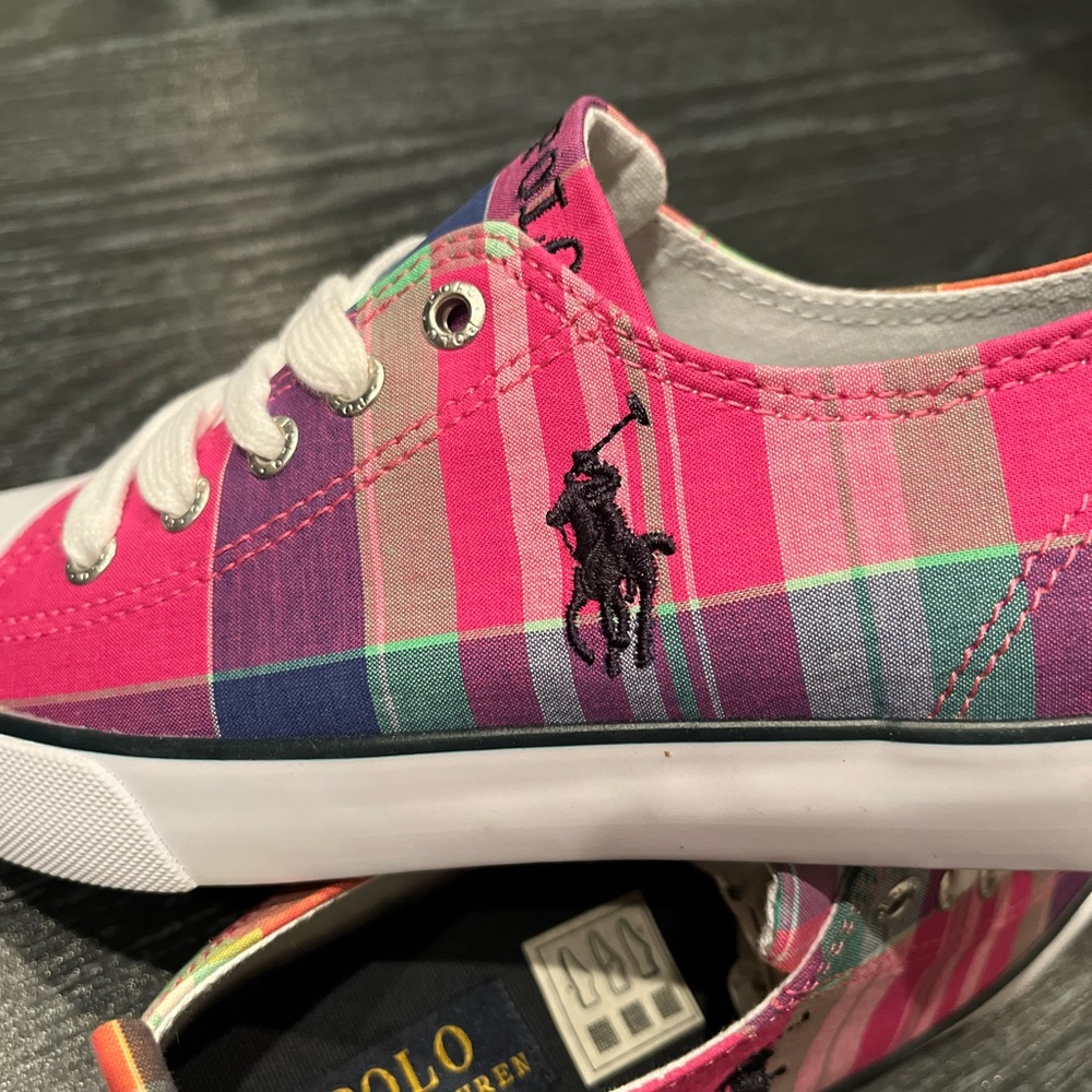 Polo Ralph Lauren Harbour Low pink Shoes Sneakers new GS Youth Girls Size 3 - Picture 10 of 13